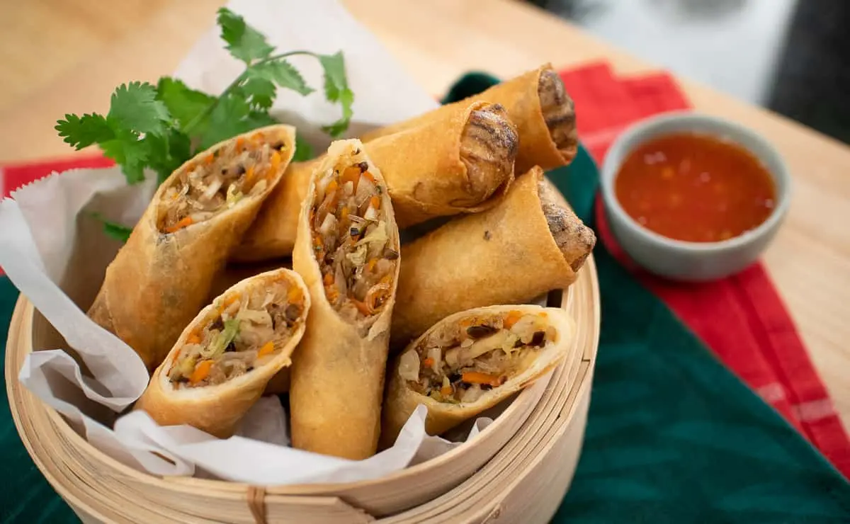Homemade Vegetarian Spring Rolls at Five Spice Kitchen Calgary